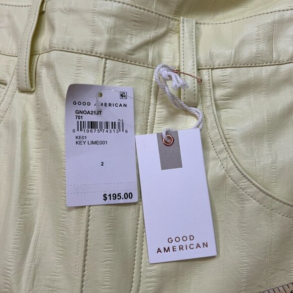 Good American Better Than Leather Overall Key Lime Overall Sz 2/26 Pleather - Picture 10 of 12